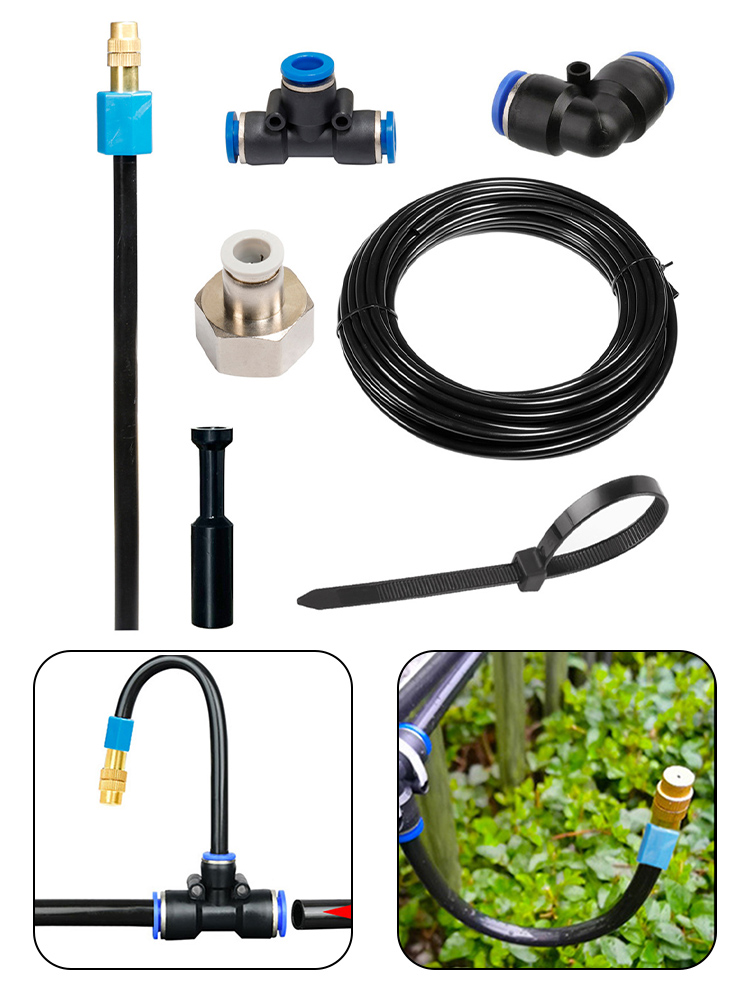 Agriculture Farming Degree - 360-Grad-verstellbares Kupferdüsen-Sprühbewässerungssystem-Kit mit 5 m Schlauch