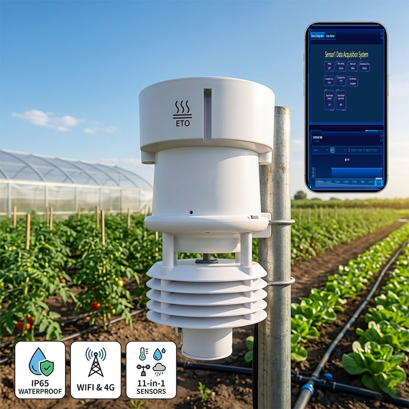 Precision Farming Smart Agriculture - Intelligente WLAN 4G Landwirtschafts-Wetterstation ET0 Drahtloses